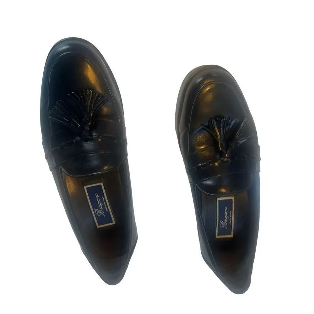Bragano By Cole Haan Men's Black Leather Moc Toe Tassel Loafer size  10M